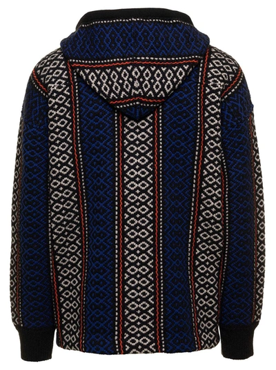 Off-white Geometric-patterned Alpaca-blend Hoodie In Brown