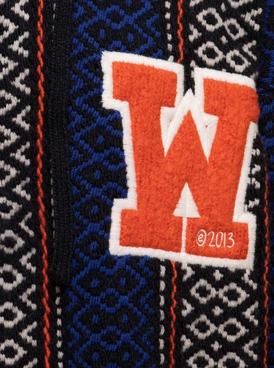 Off-white Geometric-patterned Alpaca-blend Hoodie In Brown