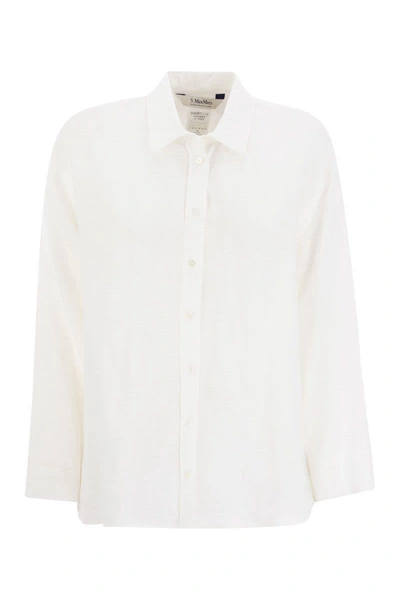 Shop 's Max Mara Canard - Linen Canvas Shirt In White