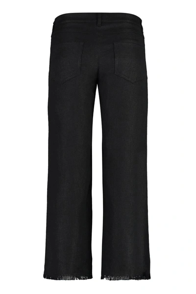 Shop 's Max Mara Cervia Cotton-linen Trousers In Black