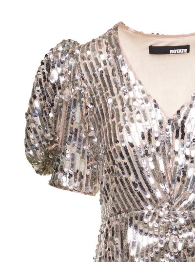 Shop Rotate Birger Christensen 'sierina' Silver-tone Midi Dress With All-over Sequins Woman Rotate In Metallic