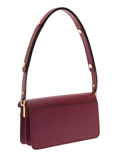 Shop Marni 'trunk' Red Shoulder Bag With Push-lock Fastening In Leather Woman