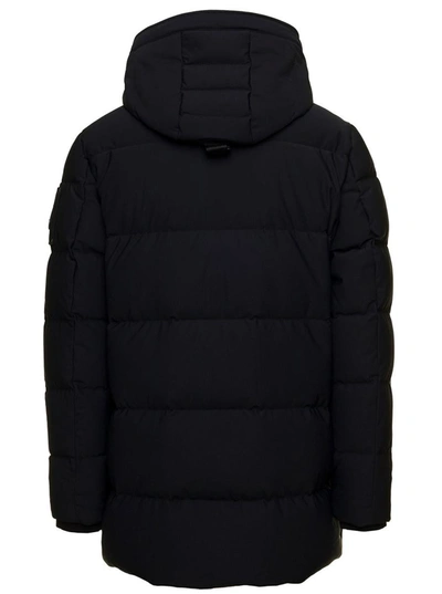 Shop Moose Knuckles 'valleyfield 2' Black Hooded Down Jacket With Logo Patch In Nylon Man