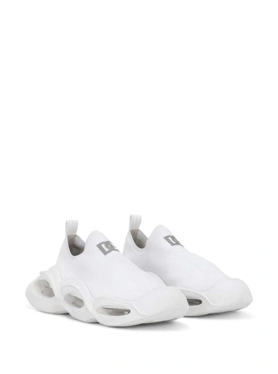Shop Dolce & Gabbana 'wave ' White Slip-on Sneakers In Polyester Man