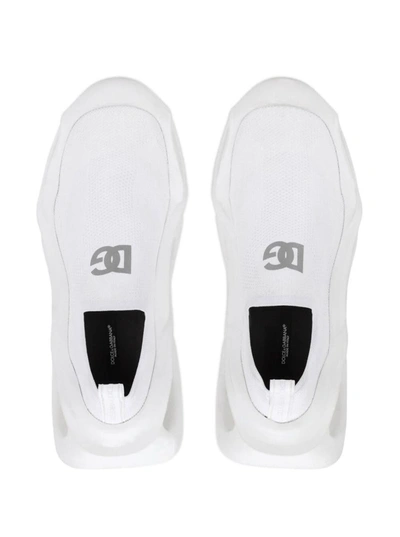 Shop Dolce & Gabbana 'wave ' White Slip-on Sneakers In Polyester Man