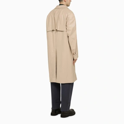 Shop 4sdesigns Coated Single-breasted Trench Coat In Beige