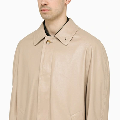 Shop 4sdesigns Coated Single-breasted Trench Coat In Beige