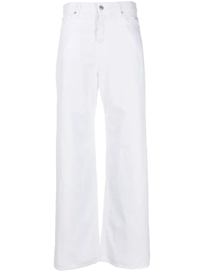 Shop 7 For All Mankind Wide Leg Linen Trousers In White