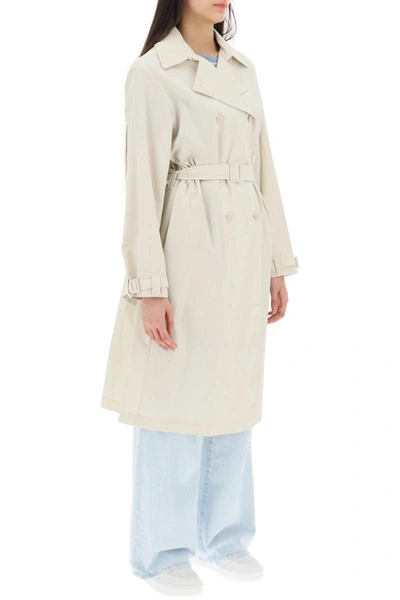 Shop Apc A.p.c. 'irene' Double-breasted Trench Coat In Beige
