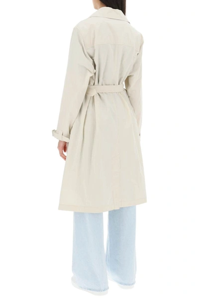 Shop Apc A.p.c. 'irene' Double-breasted Trench Coat In Beige
