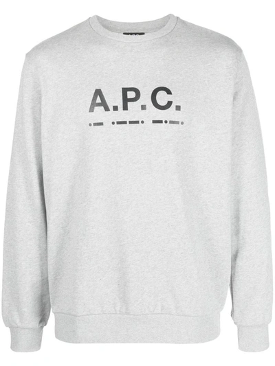 Shop Apc A.p.c. Franco Cotton Crewneck Sweatshirt In Grey