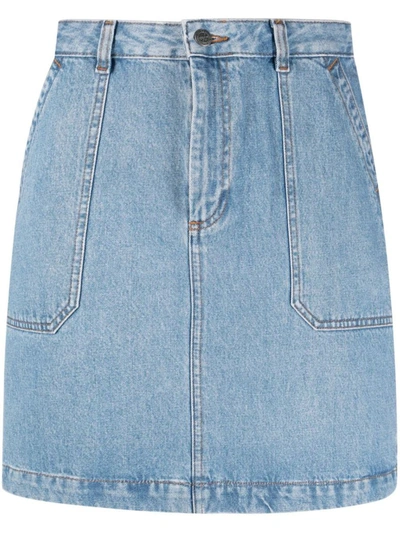 Shop Apc A.p.c. Leah Skirt In Clear Blue