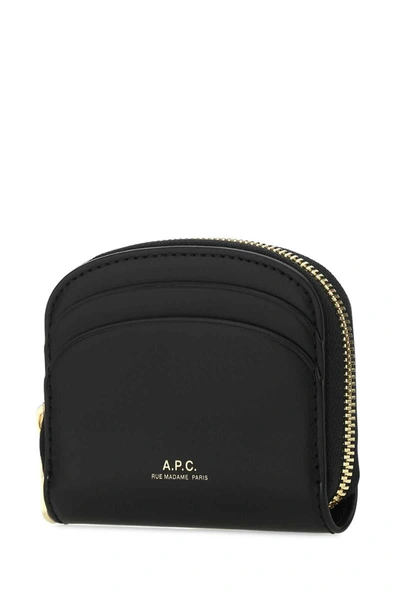 Apc A.p.c. Women Black Leather Demi-lune Card Holder In Black