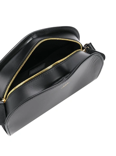 Shop Apc A.p.c. Woman's Demi-lune Black Leather Crossbody Bag