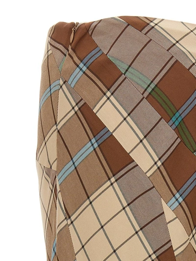 Shop A.w.a.k.e. Mode Checkered Long Skirt In Brown
