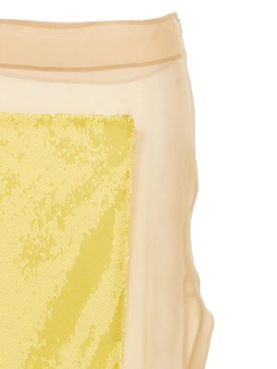 Shop A.w.a.k.e. Mode Sequin Long Skirt In Yellow