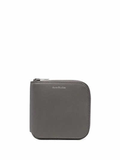 Shop Acne Studios Leather Zipped Wallet In Grey