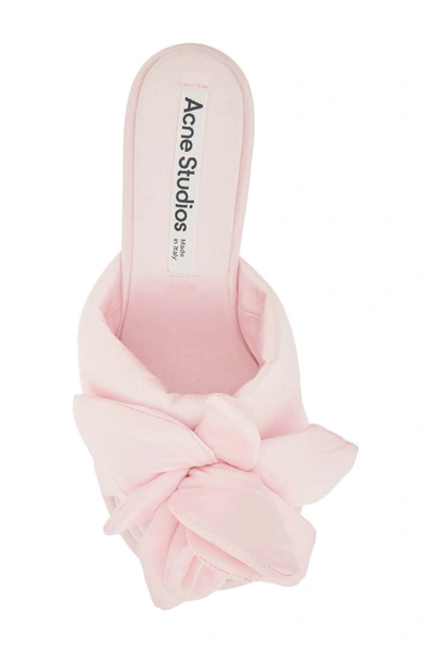 Floral appliqué satin wedge sandals in pink - Acne Studios