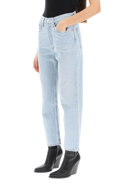 Shop Agolde Lana Crop Mid Rise Vintage Straight Jeans In Blue