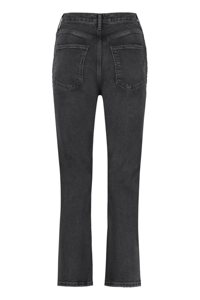 Shop Agolde Riley High-rise Straight Leg Jeans In Black