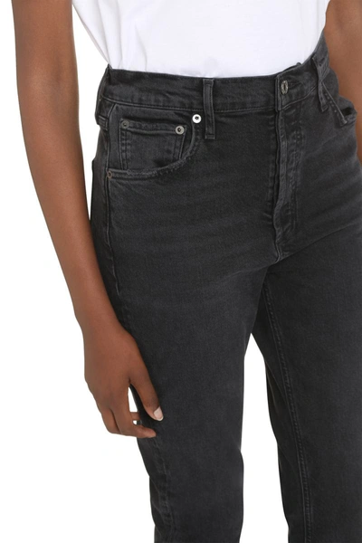 Shop Agolde Riley High-rise Straight Leg Jeans In Black