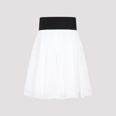 Shop Alaïa Wide-belted Circle Eyelet Mini Skirt In White
