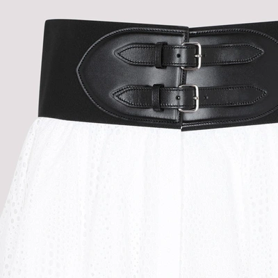 Shop Alaïa Wide-belted Circle Eyelet Mini Skirt In White