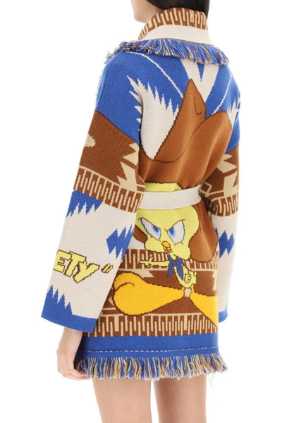 Shop Alanui 'tweety Cowboy Icon' Virgin Wool Cardigan In Multicolor