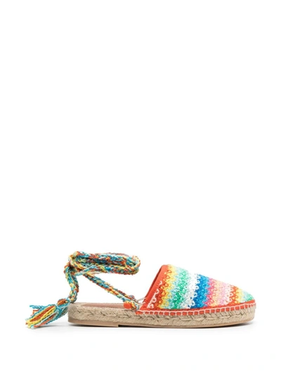 Shop Alanui Striped Espadrilles In Red