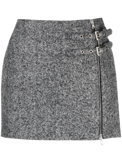 Shop Alessandra Rich 'alessandra' Mini Skirt In Nero E Bianco