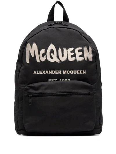 Shop Alexander Mcqueen And Ivory Metropolitan Mcqueen Graffiti Backpack In Black