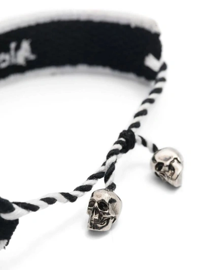 Shop Alexander Mcqueen And White Fabric Bracelet With Logo In Black