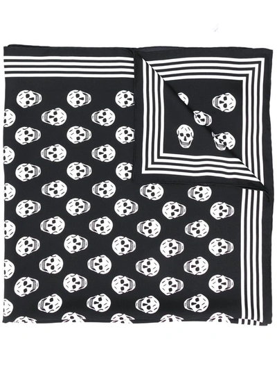 Shop Alexander Mcqueen Biker Skull Silk Scarf In Black