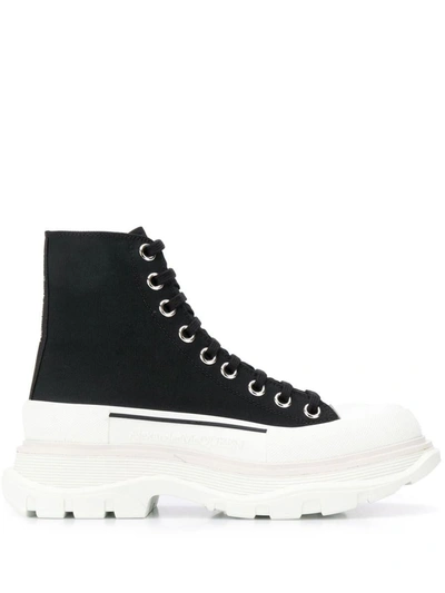 Shop Alexander Mcqueen Tread Slick Boots Shoes In Black
