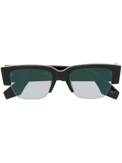Alexander Mcqueen Modern Rectangular Sunglasses Thick Temples In Black