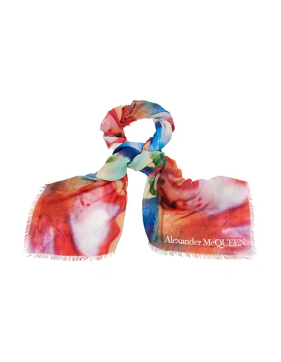 Shop Alexander Mcqueen Ivory And Red Solarised Print Shawl In White