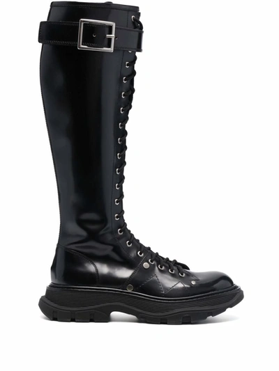 Shop Alexander Mcqueen Leather Boot In Black