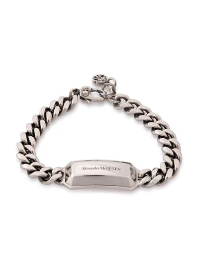 Shop Alexander Mcqueen Logo Chain Bracelet In Silver