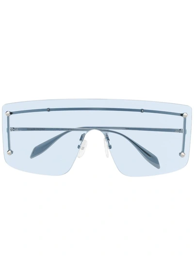 Shop Alexander Mcqueen Mask Sunglasses In Silver