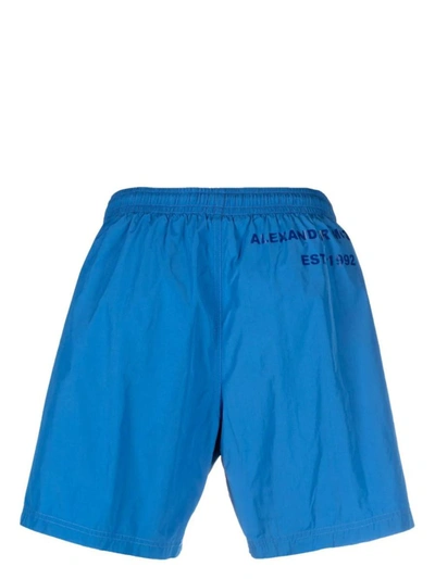 Shop Alexander Mcqueen Mcqueen Graffiti Swim Shorts In In Blue