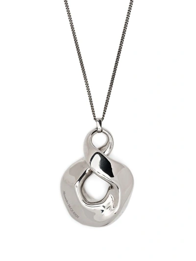 Shop Alexander Mcqueen Oversize-pendant Necklace In Silver