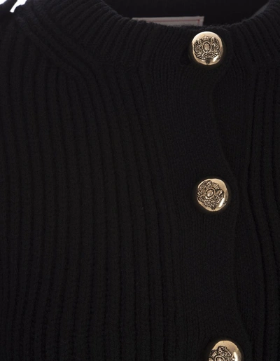 Shop Alexander Mcqueen Peplum Cardigan With Jewelled Buttons In Black