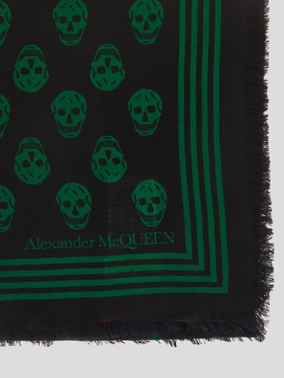 Shop Alexander Mcqueen Scarf In Blacklightgreen
