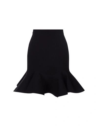 Shop Alexander Mcqueen Short Skirt With Peplum Hem In Black