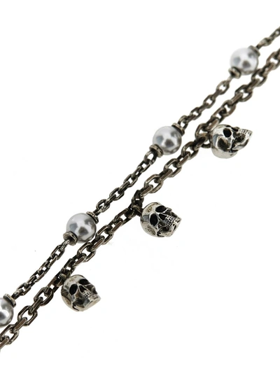 Shop Alexander Mcqueen Skull Bead Bracelet In Silver
