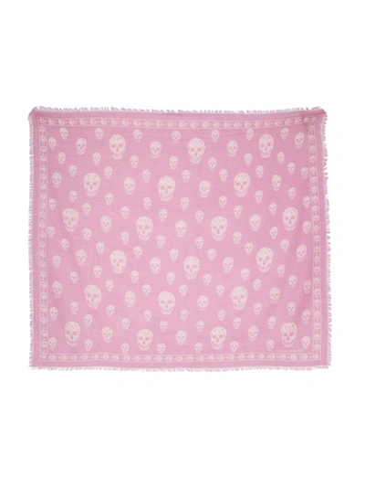 Shop Alexander Mcqueen Skull Wool Scarf In Pink