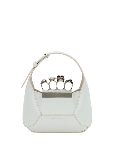 Shop Alexander Mcqueen The Jewelled Hobo Mini Bag In Ivory In White