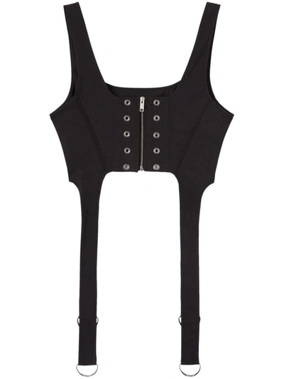 Shop Ambush Corset Crop Top In <p>corset Crop Top From  Featuring Black, Cotton Blend, Square Neck, Wide Shoulder Straps, Cur