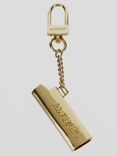 Shop Ambush Logo Lighter Case Key Chain In Golden
