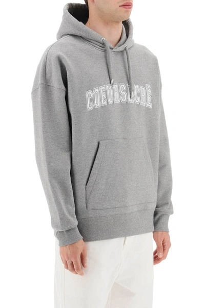 Shop Ami Alexandre Mattiussi Ami Paris Hoodie With Lettering Embroidery In Grey